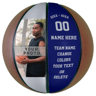 Navy Blue, Silver Gray, Personalized Basketballs