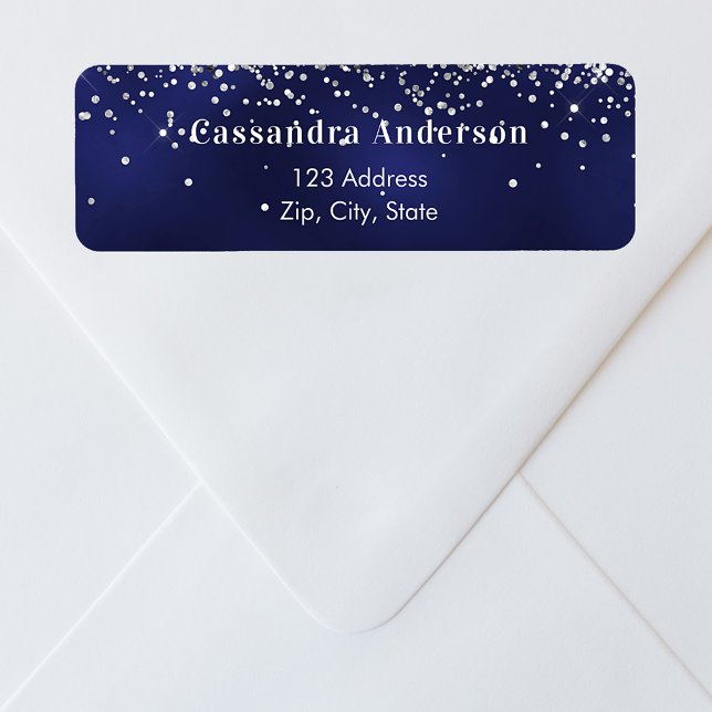 Navy blue silver return address label (Creator Uploaded)