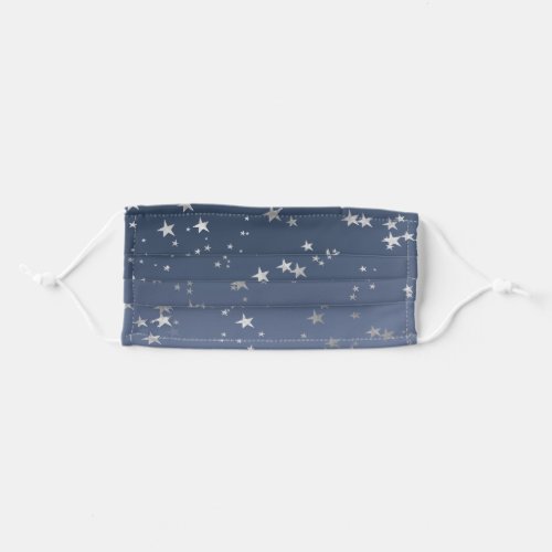 Navy Blue Silver Stars Adult Cloth Face Mask