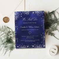 Navy blue silver vow budget renewal invitation