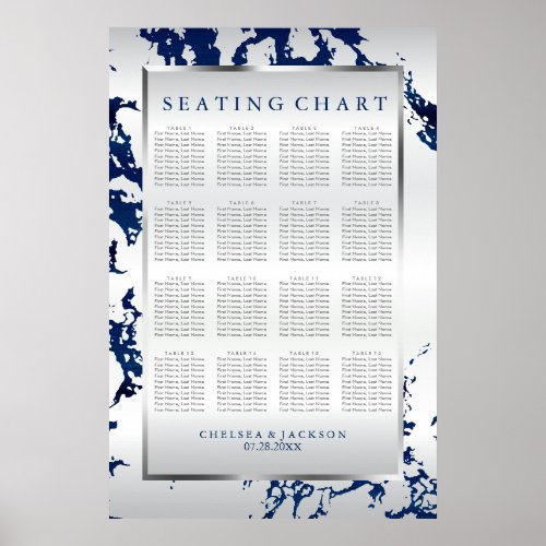 Navy Blue Silver  White Satin _ Seating Chart