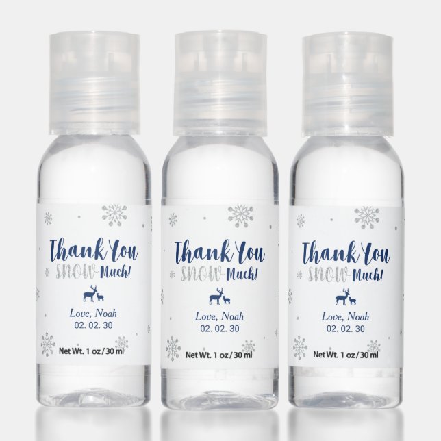 Navy Blue & Silver Winter Wonderland Party Favors Hand Sanitizer (Set)