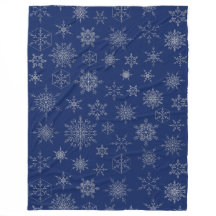 Navy Blue & Silver Xmas Snowflake Pattern Winter