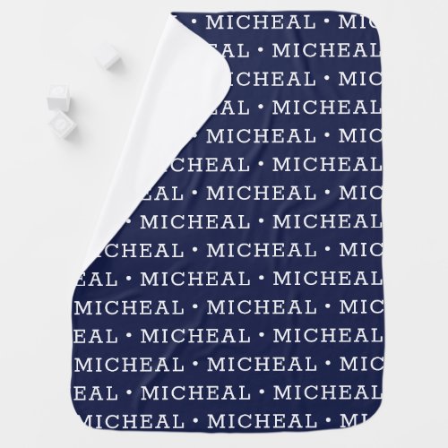 Navy Blue Simple Boy Personalized Name Baby Blanket