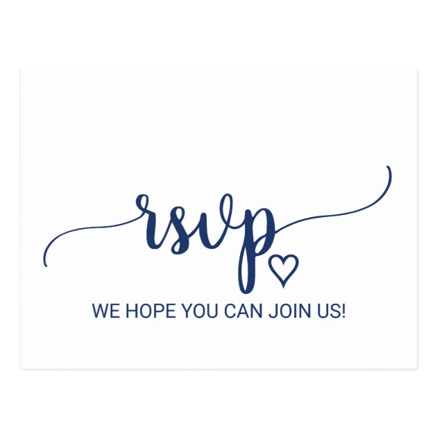 Navy Blue Simple Calligraphy Menu Choice RSVP Postcard