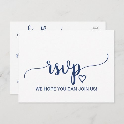 Navy Blue Simple Calligraphy Song Request RSVP Invitation Postcard