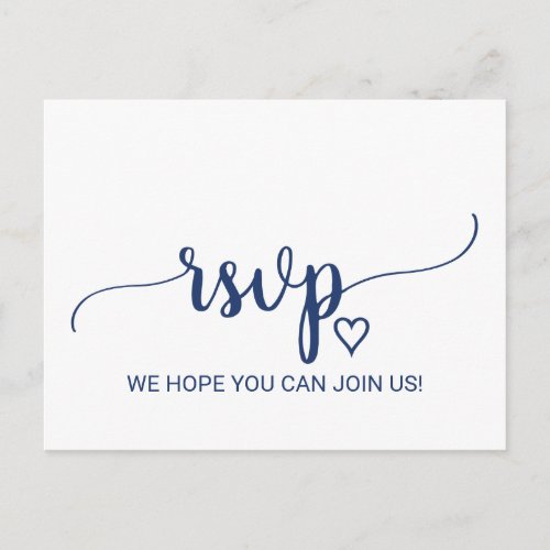 Navy Blue Simple Calligraphy Song Request RSVP Invitation Postcard