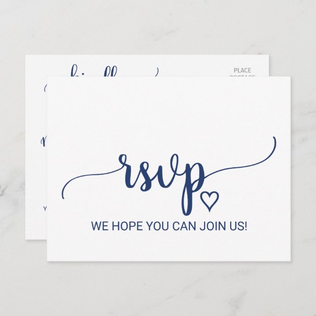 Navy Blue Simple Calligraphy Song Request RSVP Invitation Postcard (Front/Back)