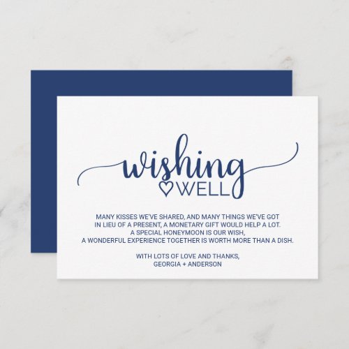 Navy Blue Simple Calligraphy Wedding Wishing Well Enclosure Card