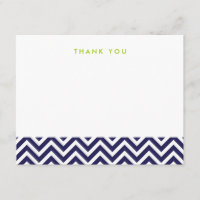 Navy Blue Simple Chevron Thank You Note Cards