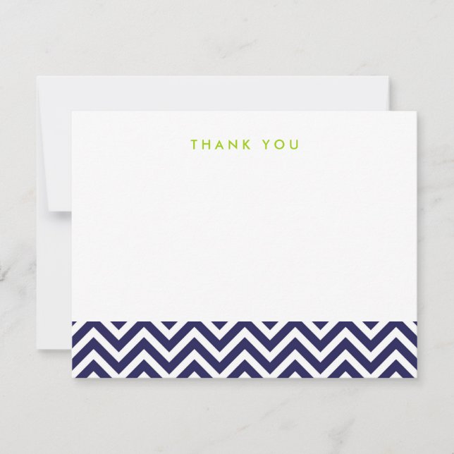 Navy Blue Simple Chevron Thank You Note Cards (Front)