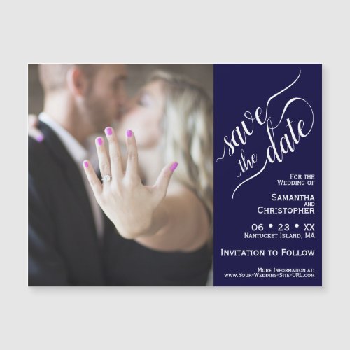 Navy Blue Simple Chic Wedding Save the Date Magnet