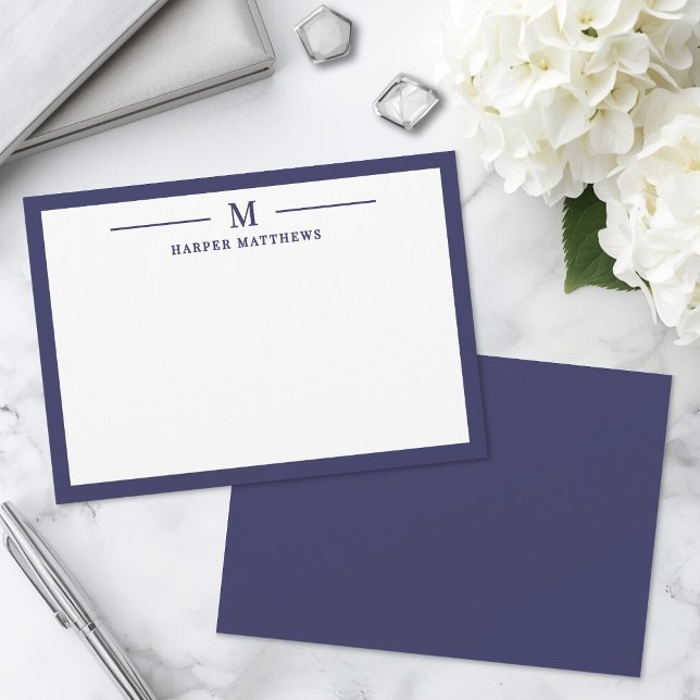 Navy Blue Simple Classic Personalized Stationery Note Card (Navy Blue Simple Classic Personalized Stationery Note Card )