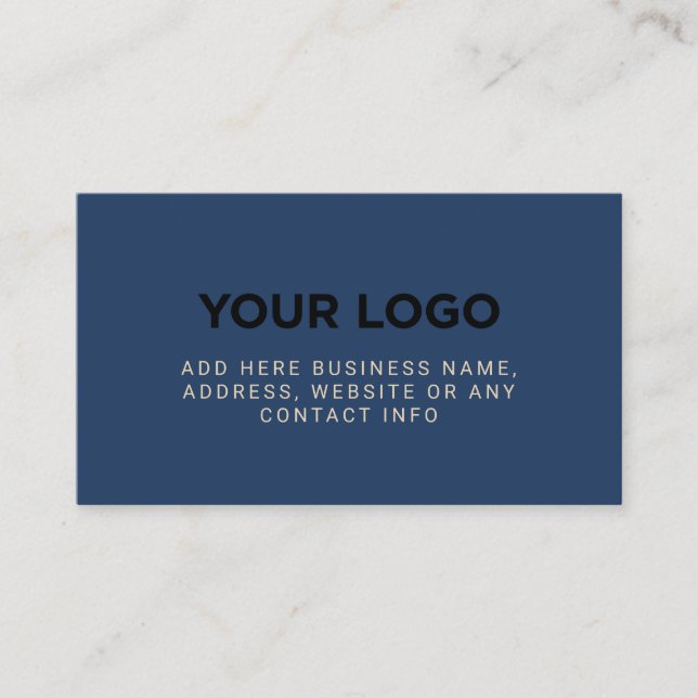 Navy Blue | Simple Company Logo Business Card (Front)