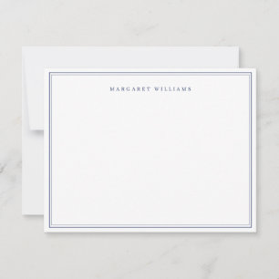 Navy Blue Simple Elegant Formal Full Name  Note Card