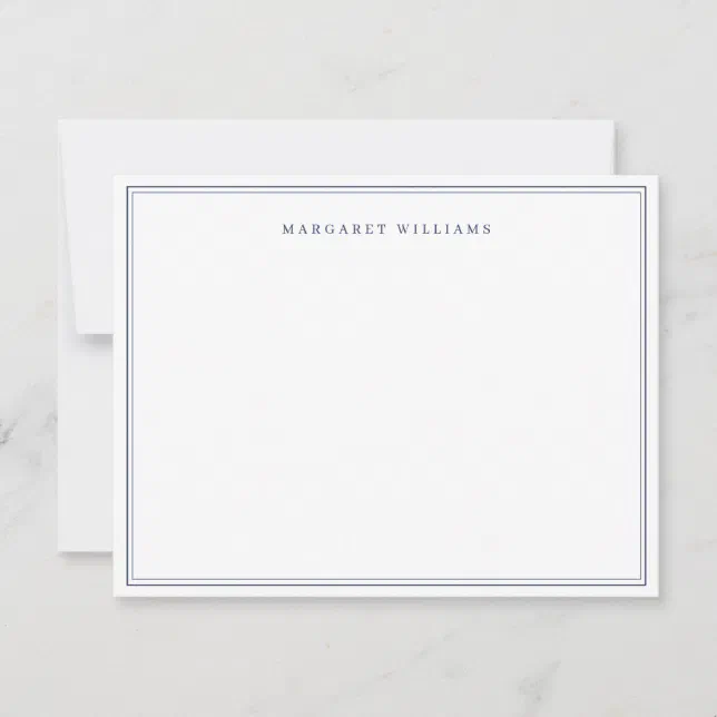 Navy Blue Simple Elegant Formal Full Name Note Card | Zazzle