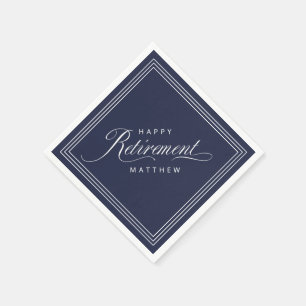 Navy Blue Simple Elegant Retirement Party Napkins