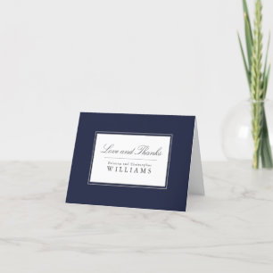 Navy Blue Simple Elegant Wedding Thank You