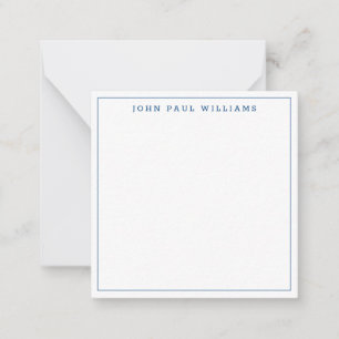 Navy Blue Simple Formal Modern Thin Border Square Note Card