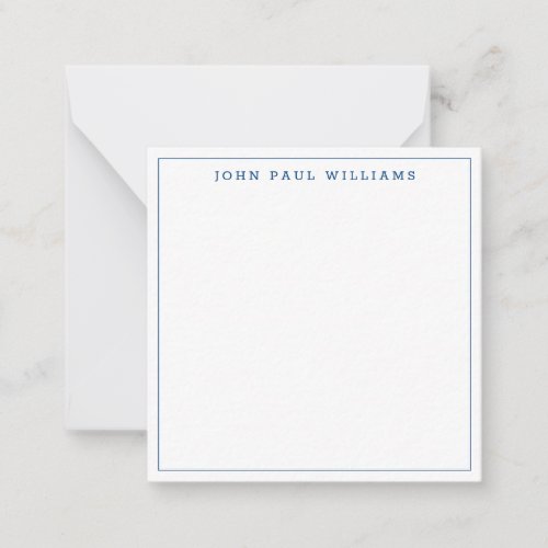 Navy Blue Simple Formal Modern Thin Border Square Note Card