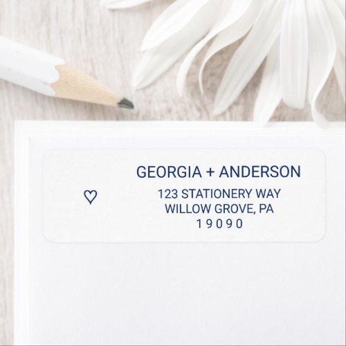 Navy Blue Simple Heart Wedding Label