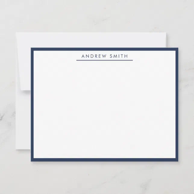 Blue Mini Notes Design Navy Blue Simple Line Modern Classic Minimalist Note Card | Zazzle