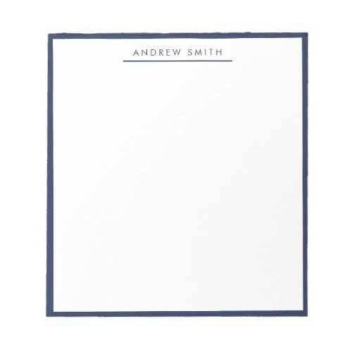 Navy Blue Simple Line Modern Classic Minimalist Notepad