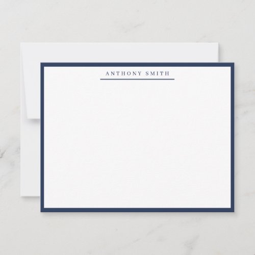 Navy Blue Simple Line Modern Professional Minimal Note Card