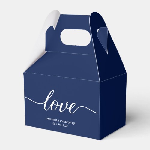 Navy blue Simple Love Script Wedding custom Favor Boxes