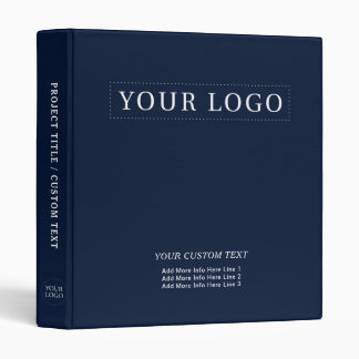 Navy Blue Simple Minimal Business Logo Promotional 3 Ring Binder