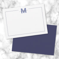 Navy Blue Simple Minimalist Name Monogram