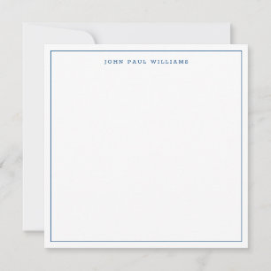 Navy Blue Simple Minimalist Thin Border Square Note Card