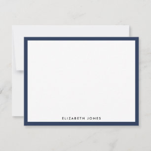 Navy Blue Simple Modern Chic Classic Minimalist Note Card