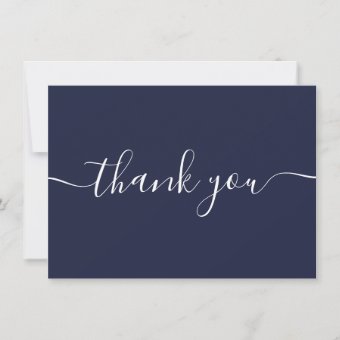 Navy Blue Simple Modern Elegant Script Thank You Card | Zazzle