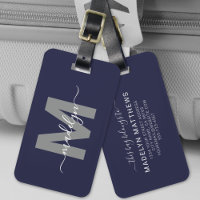 Navy Blue Simple Modern Monogram