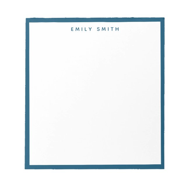 Navy Blue Simple Modern Notepad (Front)