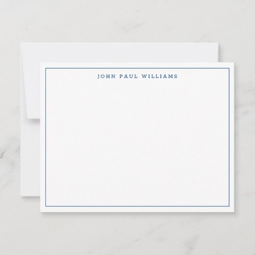 Navy Blue Simple Modern Professional Thin Border Note Card