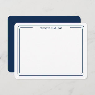 Navy Blue Simple Modern Professional Thin Border Note Card