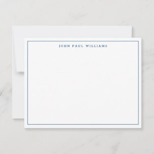 Navy Blue Simple Modern Professional Thin Border Note Card