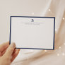 Navy Blue Simple Modern Stationery Classic  Note Card