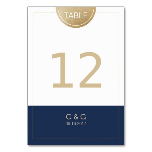 Navy blue simple modern wedding table number