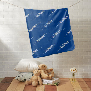 Navy Blue Simple Names Repeated Baby Blanket
