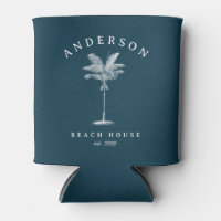 Navy Blue Simple Palm Tree Beach House