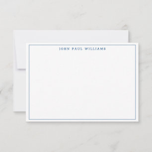 Navy Blue Simple Professional Formal Thin Border Note Card