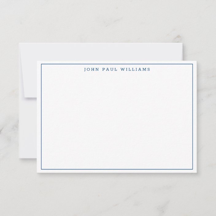 Navy Blue Simple Professional Formal Thin Border Note Card | Zazzle.com