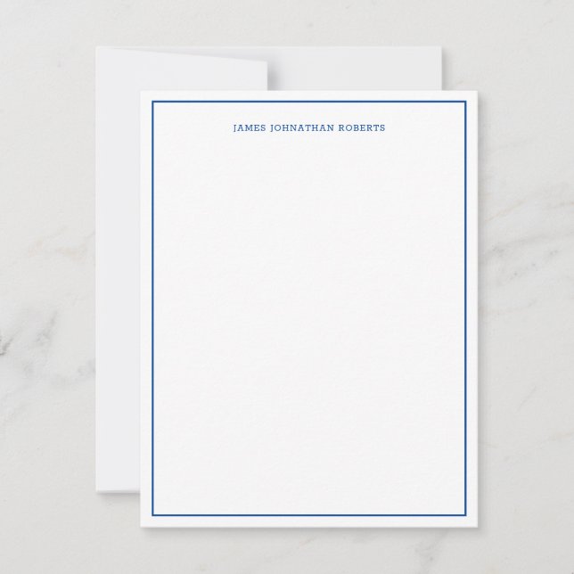Navy Blue Simple Professional Modern Border  Note Card (Front)