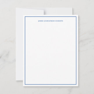 Navy Blue Simple Professional Modern Border Note Card