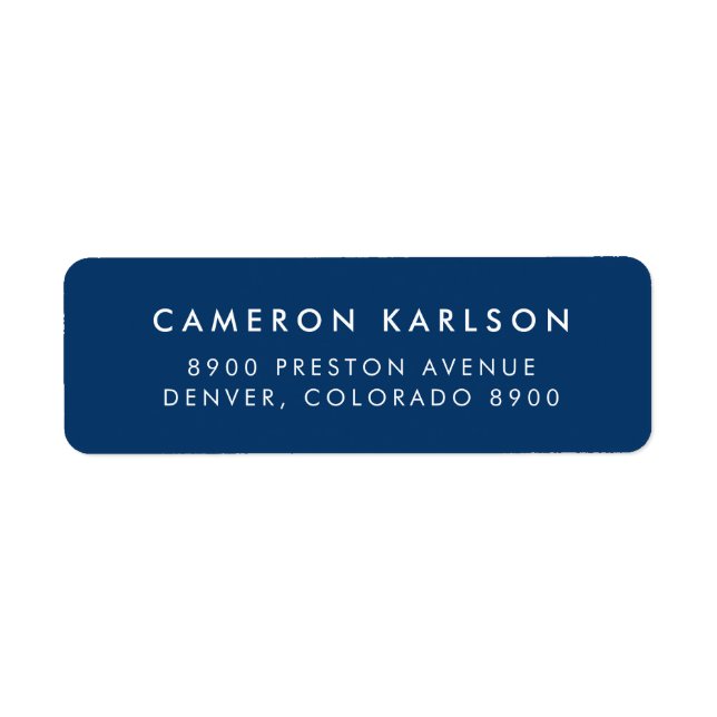 Navy Blue Simple San Serif Typography Label (Front)