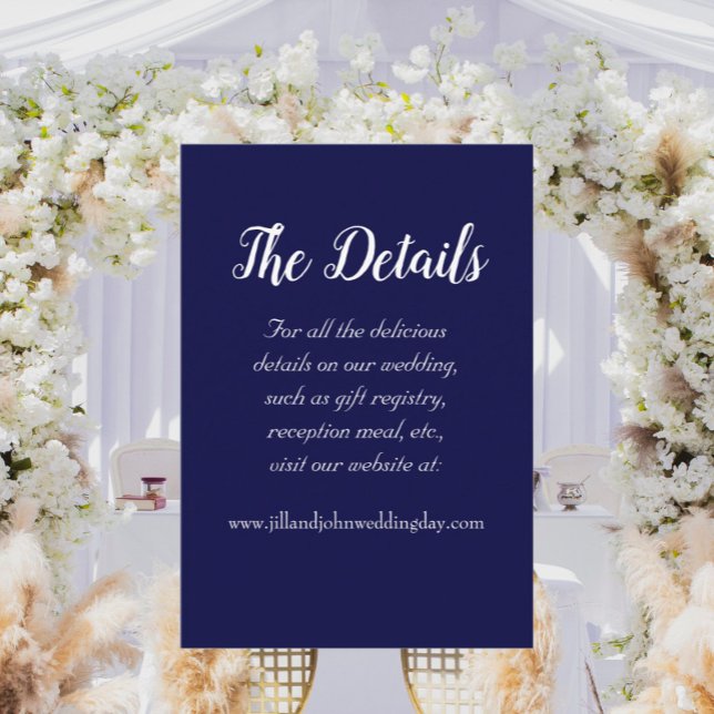 Navy Blue Simple Style Wedding Details Enclosure Card (In Situ Wedding)
