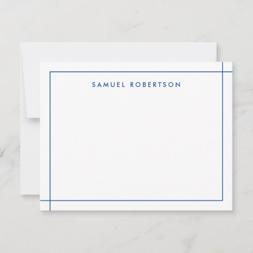 Navy Blue Simple Thin Border Corner Square  Note Card